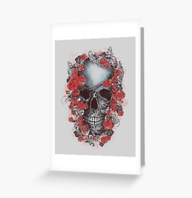 Grateful Dead - Skull & Begonias - Greeting Cards & PostCards