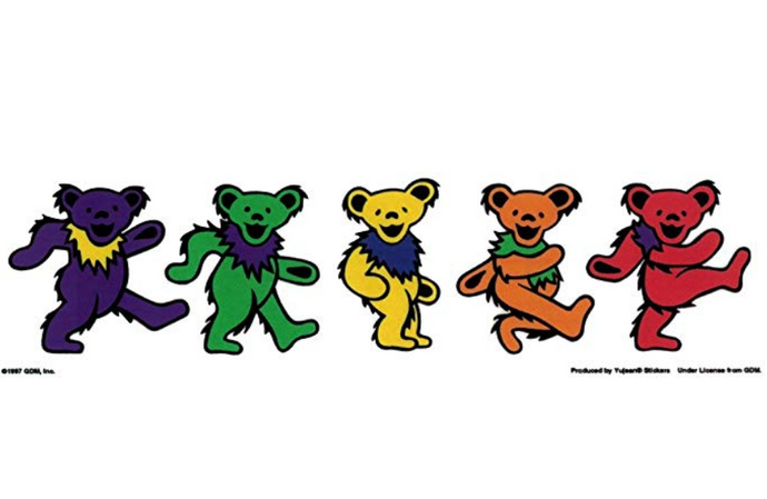 Grateful Dead - 5 Jerry Bears On Clear Background - Sticker